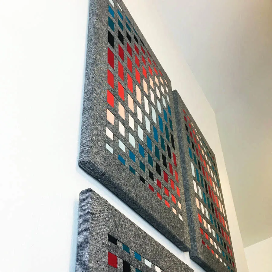 'The Interplay of Opposites' by Mary Pow, cotton and linen fabrics textile wall art