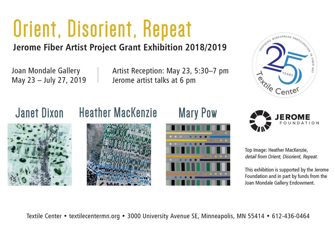 Jerome Fiber Artist Grant Textile Center Mary Pow Heather MacKenzie Janet Dixon Jerome Foundation Joan Mondale Gallery Minneapolis Minnesota