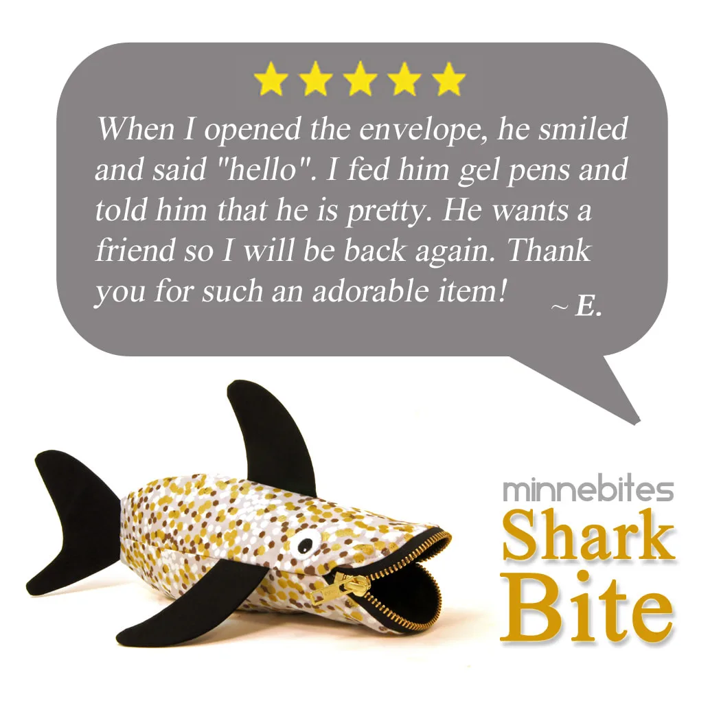 MinneBites customer reviews handmade bags with bite Mary Pow Minneapolis shark animal bags purses pencil cases bugs fish cute kids bags