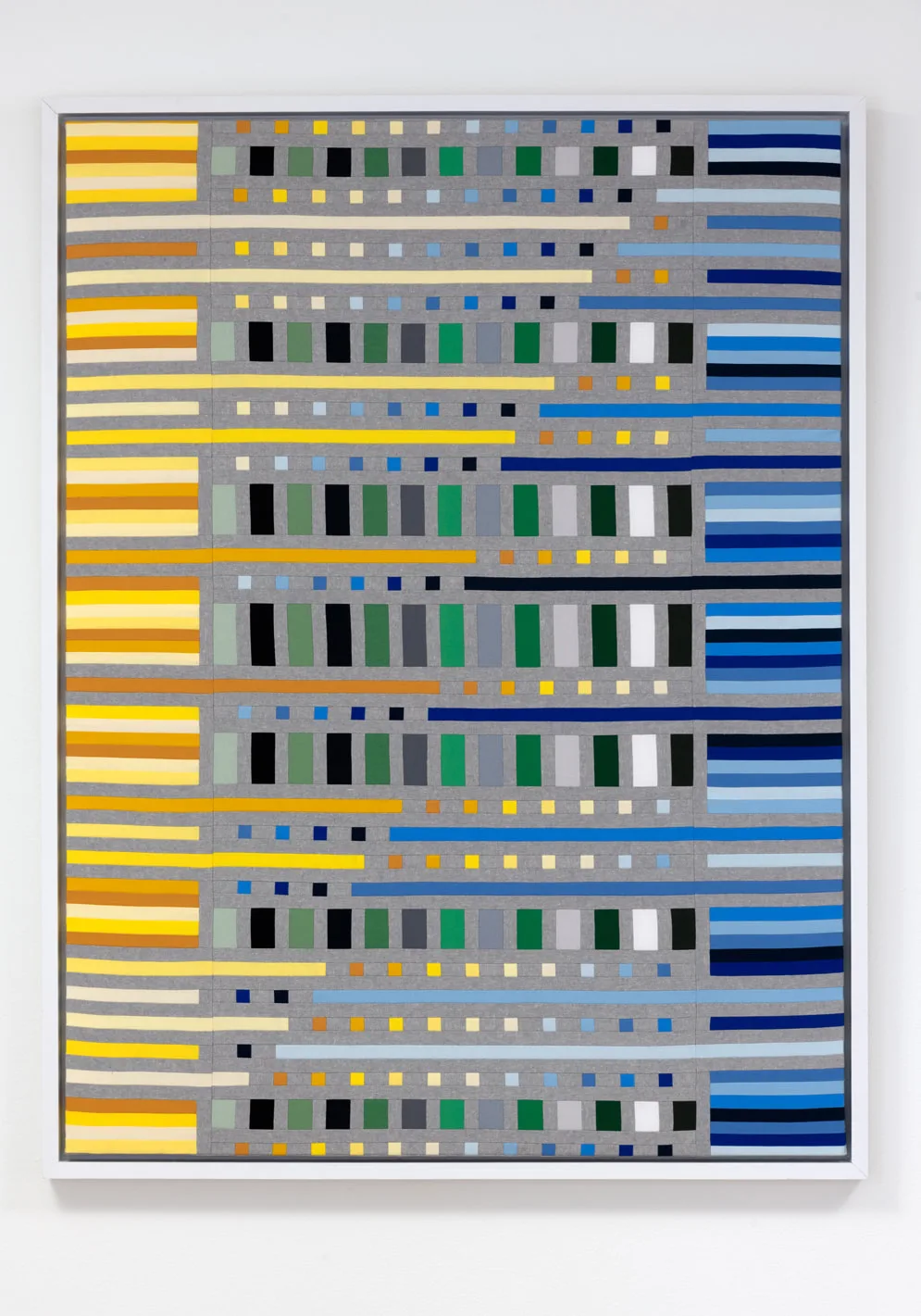 Mary Pow textile artist fiber art The Edge Effect yellow blue modern art sewn fabric